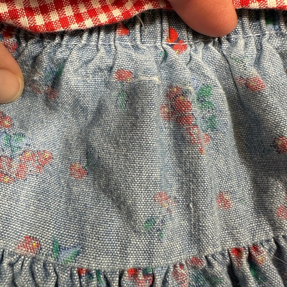 Vintage Oshkosh B Gosh Skirt Girls 3T Blue Tiered Cherry Print Red Tag Made USA - Picture 6 of 7